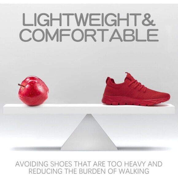 ⚡Mens Red Running Fashion Tennis Walking Lightweight Athletic Sneakers - Picture 3 of 7
